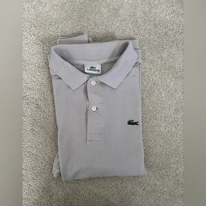 Lacoste Classic Cotton Polo Shirt Light Grey Crocodile Logo Size L